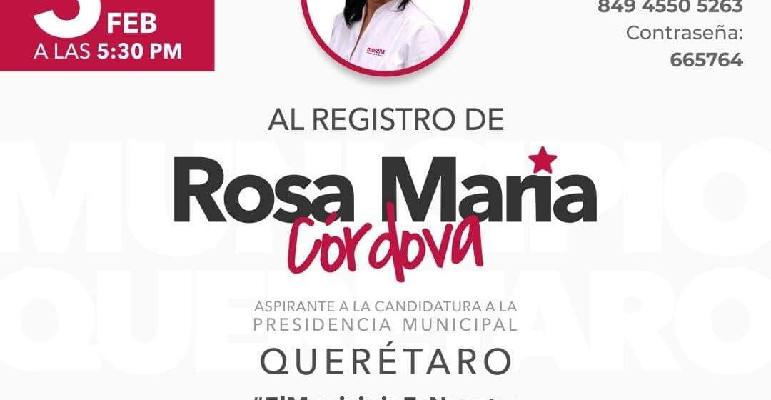 La maestra Rosa María Córdova se registró como precandidata a la alcaldía de Querétaro