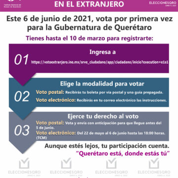 Este 22 de mayo inicia recepción de votos de ciudadanos queretanos residentes en el extranjero, vía electrónica