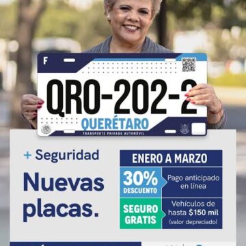 Anuncian que reemplacamiento en Querétaro costará mil 631 pesos