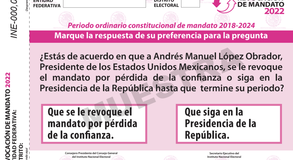 Arriban boletas al estado para jornada de revocación de mandato